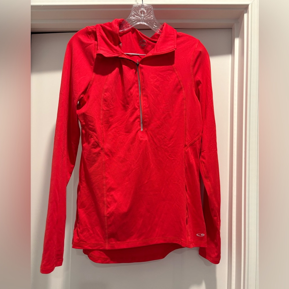 Red Long Sleeve Quarter-Zip Pullover